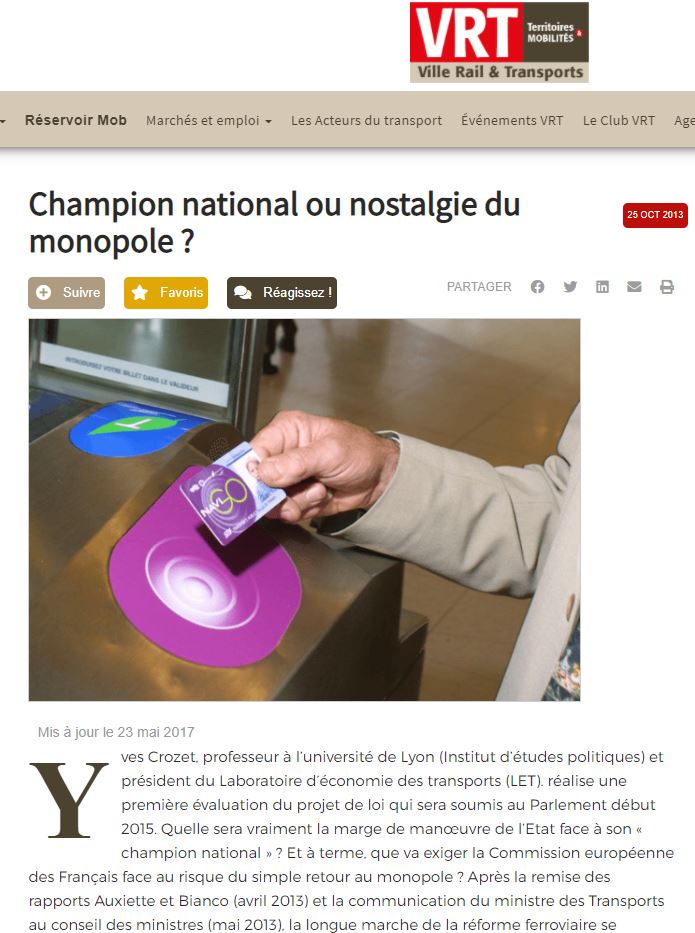 84 VRT Crozet Champion national ou nostalgie du monopole