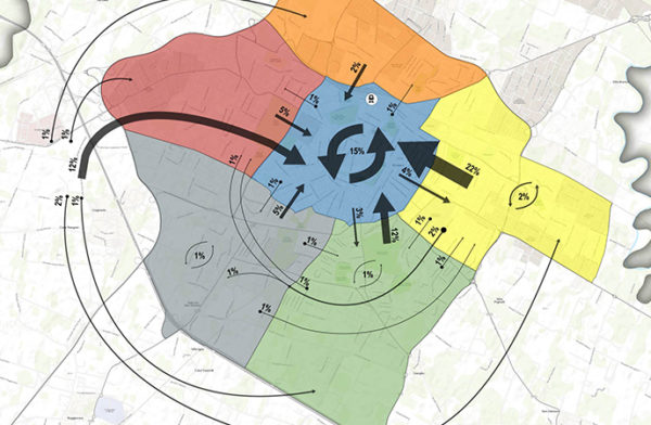 Répartition des déplacements à partir du questionnaire étudiant. Crédits : Citec