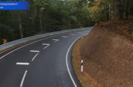 Vue aérienne du marquage de sécurité inédit, modèle luxembourgeois testé en Allemagne. 
Crédit : État de Vaud