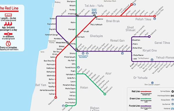 Light Rail Lines Tel Aviv Metropolitean Area. Crédits : NTA