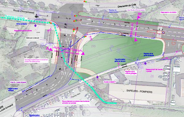 Plan des aménagements carrefour avenue Louis Armand - RD 1206. Crédits : Citec