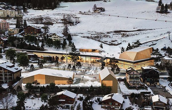 Projection de la place large de Leysin, projet Wild Goats. Crédits : RDR Architectes