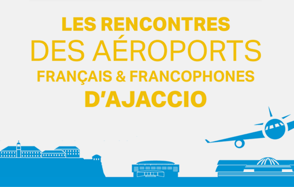 Visuel des Rencontres des Aéroports Français & Francophones d'Ajaccio 2023. Crédits : UAF