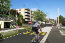 Projection de l'aménagement de la RC5 entre Neuchâtel et Saint-Blaise. Crédits : RWB