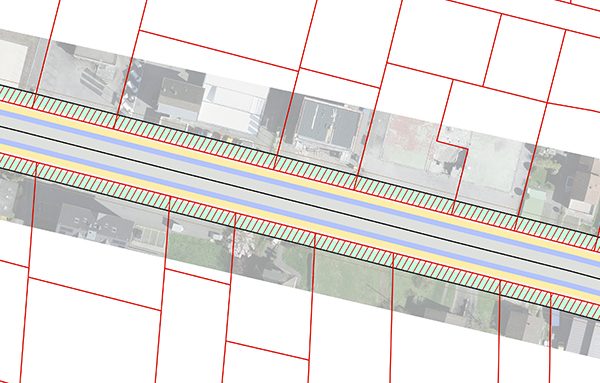Exemple de résultat extraite du programme automatisé avec les emprises des besoins mobilité et paysagers. Crédit : Citec