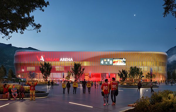 La future Valais Arena, vue de nuit. Crédits : CCHE Lausanne