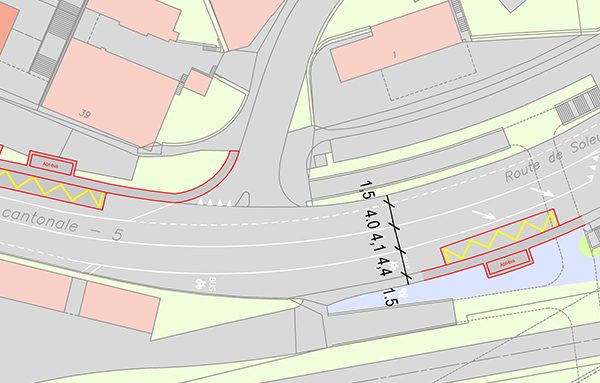 Plan d’implantation de nouveaux arrêts de bus. Crédit : Citec