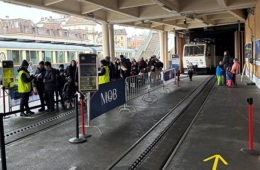 Le quai du train MOB pour aller aux Rochers de Naye, gare de Montreux. Crédit : Citec