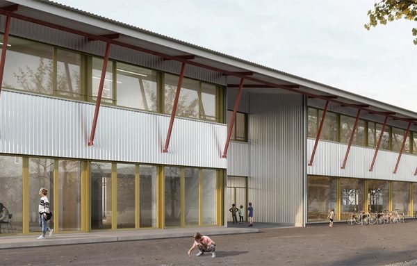 Futur complexe scolaire de Courtételle. Crédit : Ken Architekten BSA