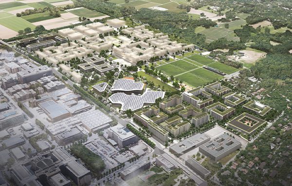 Vue aérienne, quartier du Rolliet-Cherpines. Crédit : Filippo Bolognese Images