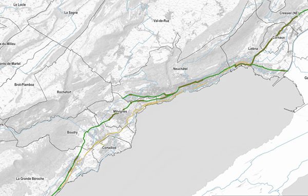 Via verde La Littorale, regione di Neuchâtel. Credito: Citec